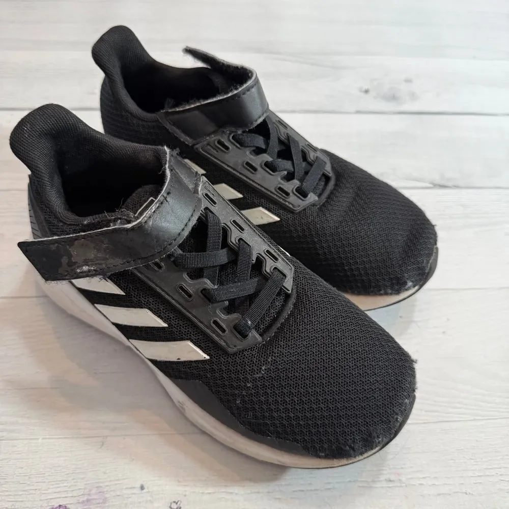 Adidas kids black and white 3 stripe sneaker little kids‎ 13